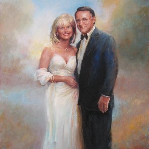 portrait painting of a man and woman formally dressed