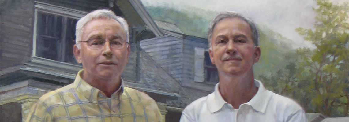 Portrait painting of two long-time companions by Shane McDonald