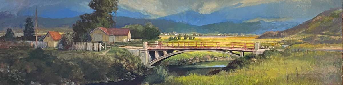 painting of the bridge at Culebra Creek near San Luis, CO