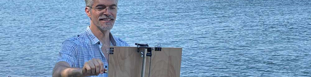 Shane McDonald paints en plein air at Reid State Park, Maine, July, 2022