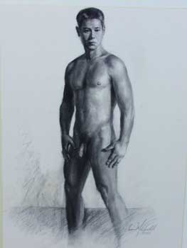 drawing of a standing male nude