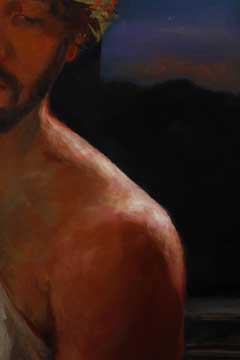 detail of contemporary modern painting of an ancient Greek nobleman by Maria Andrea