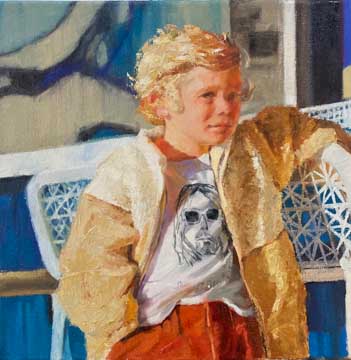 Kristina Havens' painting of a blonde boy in a jacket