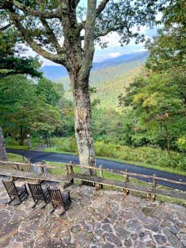 mountain overlook patio with Adirondak chairs