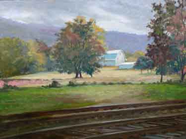 painting of railroad tracks in Valley Head, AL