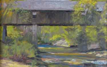 plein air painting of the Concord Bridge from Nickajack Creek