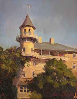 oil painting of Jeckyl Island Club building by Shane McDonald