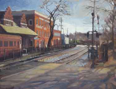 plein air painting of the Marietta Depot