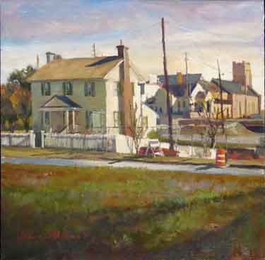 plein air painting of the William Root Family House