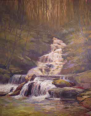 painting of waterfall