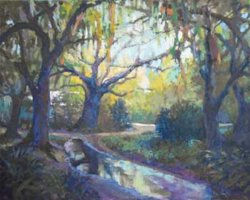 painting of Live Oaks and Spanish Moss at Eden State Park, FL