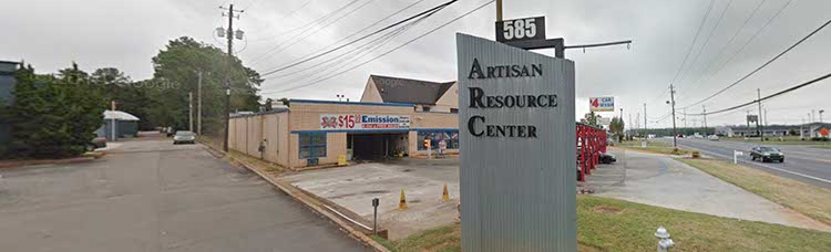 view of Artisan Resource Center Sign on Hwy 41 at 585 Cobb Pkwy S