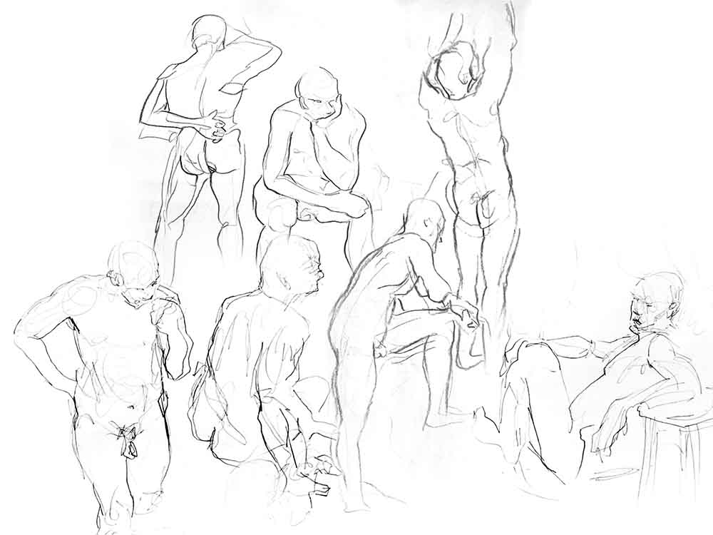 gesture drawings of male model