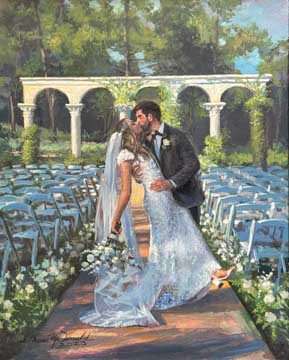 painting of a man and wife standing together smiling