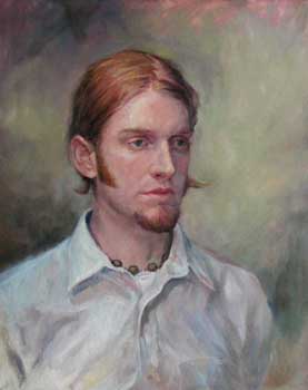 oil portrait painting of a young red-headed man