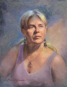 oil portrait painting of a middle-aged woman