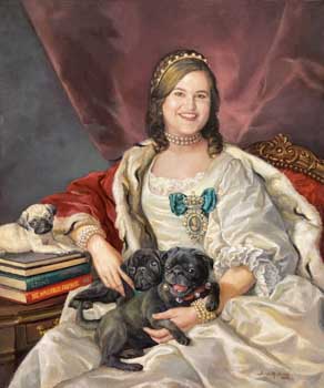 oil portrait painting of a woman in the style of Louis-Michel van Loo