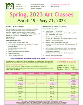 Art Class calendar flyer